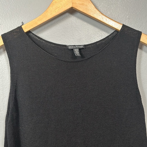 Eileen Fisher Black Italian Wool Yarn Sleeveless Midi Crew Neck Dress size M - Picture 9 of 15